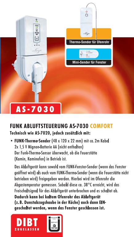 Abluftsteuerung Funk Thermo Protector AS-7030 1800W DIBt 