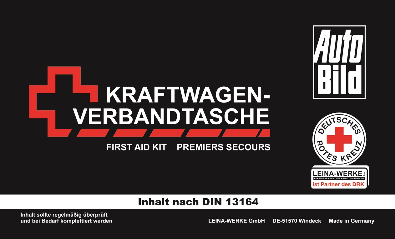 Verbandtasche DIN 13164 - Auto und Kfz Notfalltasche mit Reißverschluss