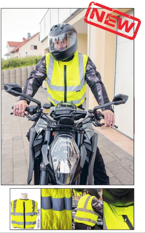 Warnweste - für Motorrad- & Zweiradfahrer - inklusiv Tasche